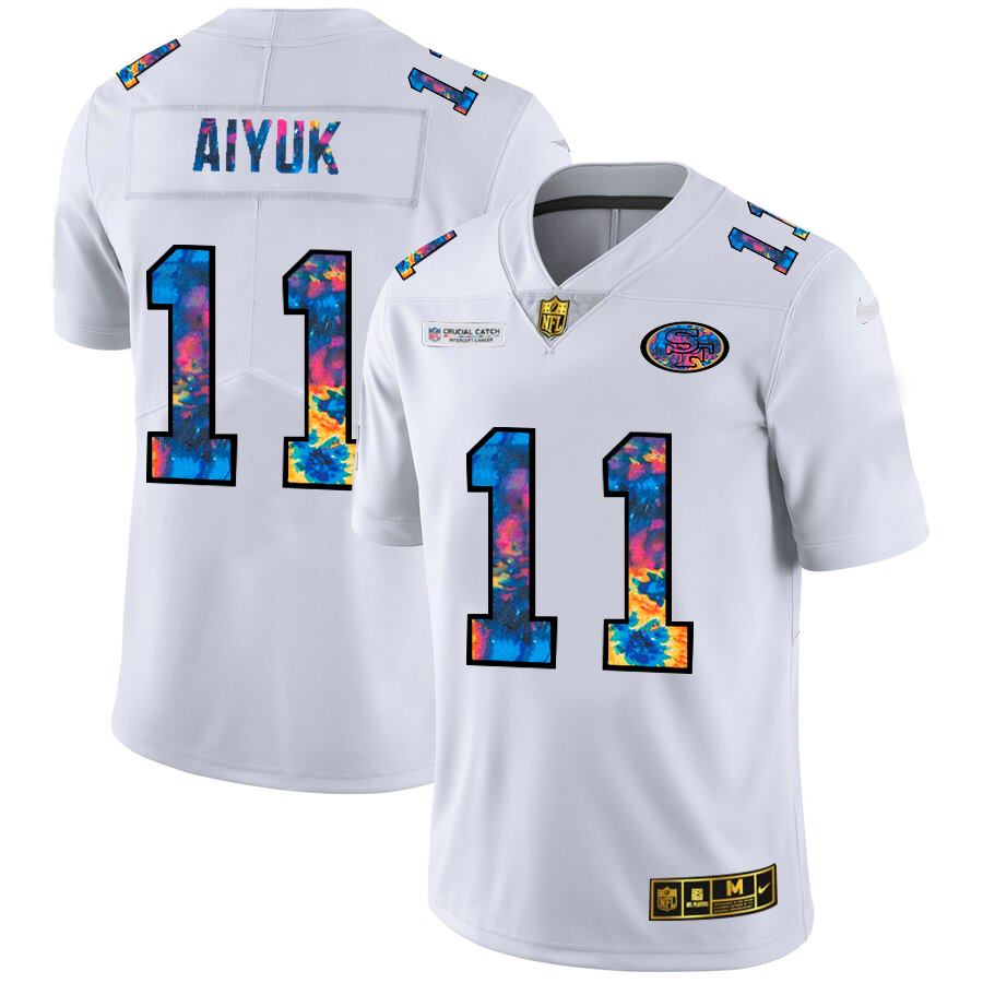 Men's San Francisco 49ers #11 Brandon Aiyuk 2020 White NFL Crucial Catch Limited Stitched Jersey